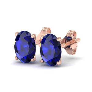 REYES, Nuevo Diseño, Pendientes de Diamantes de Oro de 14K, Alta Calidad, Corte Ovalado, 2.42 Quilates, Zafiro Azul, Joyería para Mujer - Product Image 3