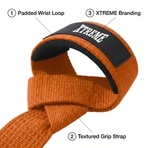 Sangles de musculation rembourrées avec support de poignet en coton, sangles de gym avec logo personnalisé, vente en gros, fabricant OEM - Product Image 2