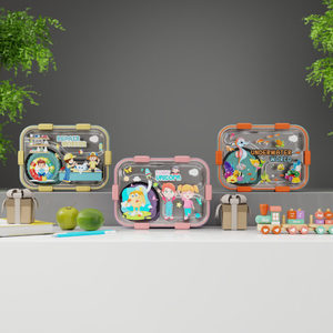 Lonchera Infantil con Tapa Hermética a Prueba de Fugas, Contenedor de Almuerzo de Plástico con 3 Compartimentos, Lonchera Escolar para Niños - Product Image 1