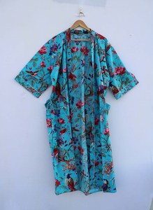 Bata Kimono con Estampado de Dibujos Animados para Mujer, de Algodón Suave y Transpirable, Camisón de Verano Hecho a Mano, ODM, Cuello en V, Cintura Elástica, Largo hasta la Rodilla - Product Image 2