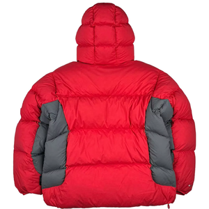 Blouson matelassé unisexe rouge à capuche, rembourrage en coton écologique, coupe-vent, fermeture éclair, vêtement d'hiver décontracté, coupe régulière épaisse, devant zippé - Product Image 2