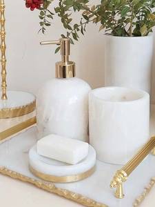 Luxury Marble Bathroom Accessories <b>Set</b> Modern <b>Soap</b> Dispenser Toothbrush Holder Vanity Organizer Home Decor Collection - Product Image 3