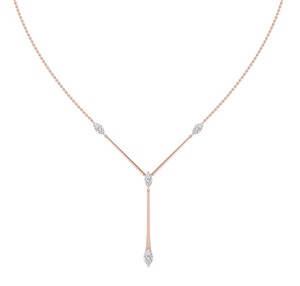 Collier Lariat Minimaliste en Or Blanc avec Diamant Taille Poire Naturel Certifié GIA Couleur D pour Femme – Usage Quotidien - Product Image 2
