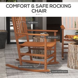 Set di 2 Sedie a Dondolo in Legno per Esterni, con Schienale Alto e Braccioli Lisci, Ideali per Appartamenti, Portici, Giardini e Balconi - Product Image 5