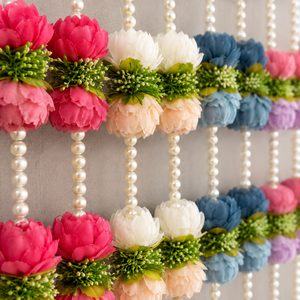 Guirnalda de Flores Artificiales Multicolor con Perlas Colgantes para Decoración de Bodas, Hogar y Ganpati, Venta al Por Mayor - Product Image 5