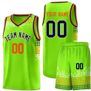 Reddito Sports Custom Green <b>Knitted</b> Breathable Polyester/Cotton Basketball Jersey <b>Set</b> Men's V-Neck Digital Printing Quick Dry - Product Image 2