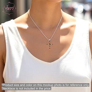 [Sheri Jewels] Pendentif en or massif 18 carats avec diamant jaune naturel taille coussin, style croix, pour femme - Idéal pour un usage quotidien - Product Image 4