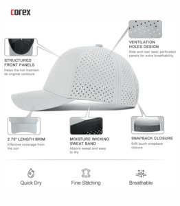 Casquette de baseball à 6 panneaux gris clair découpée au laser, maille respirante, réglable, unisexe, pour l'extérieur, printemps-été, décontractée - Product Image 5