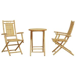 Ensemble bistrot pliable 2 places en bambou naturel pour jardin - Product Image 4