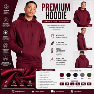Premium Solid Winter <b>Pullover</b> Hoodie for <b>Men</b> and Women Casual Fleece 100% Polyester Comfortable Everyday Wear - Product Image 5