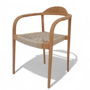 Chaise de salle à manger de jardin en osier tressé beige de luxe, chaise de salle à manger d'extérieur pour la décoration de meubles de cuisine - Product Image 3