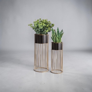 Modern Metal Flower <b>Pot</b> Gold Plated Cylinder Shape Indoor Plant <b>Stand</b> for Home Decor Minimalist Style Planter - Product Image 2