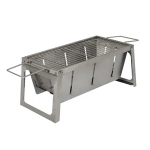 Barbecue portable en acier inoxydable rectangulaire pour camping et cuisson en extérieur avec poignées – Vente en gros - Product Image 2