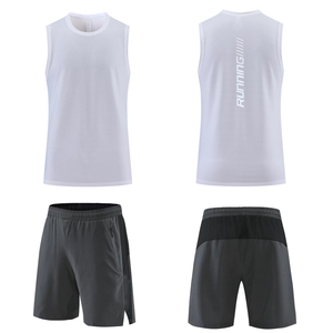 Ensemble de course sans manches pour homme, séchage rapide, débardeur et short de sport, tenue de fitness deux pièces - Product Image 1