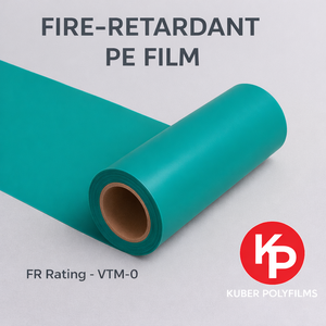 KUBER POLYFILMS Film en polyéthylène PE ignifuge, résistant au feu, grade FR, indice VTM-0, surface brillante, surface lisse, jusqu'à 84 - Product Image 3