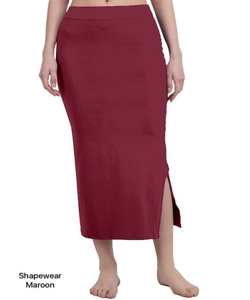 Jupe crayon taille haute pour femme, bordeaux, avec fente latérale, extensible, gainante, longueur genou, design uni élégant - Product Image 1