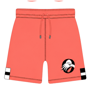Ensemble short et maillot de rugby rose corail et noir, manches courtes, col rond, uniforme d'équipe rayé, personnalisable, respirant, pour l'entraînement et la performance - Product Image 4