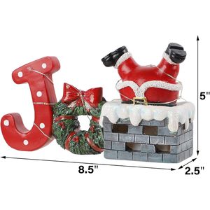 Decorazioni Natalizie da Tavolo con Luci LED, Statuetta in Resina di Babbo Natale con Camino, Ornamento per Decorazioni Festive da Tavola - Product Image 1