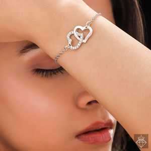 PRAO Duo Bracelet Coeur Cristal Anti-ternissement Bracelets d'Amour - Product Image 4