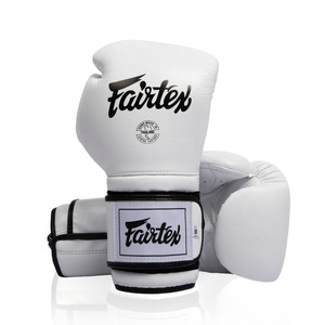 นวมชกมวย Fairtex สีขาว หนังแท้ สำหรับเด็ก แบบติดตีนตุ๊กแก ปิดนิ้วเต็มรูปแบบ น้ำหนักเบา ระบายอากาศได้ดี สายรัดข้อมือแบบผูก สำหรับฝึกซ้อม ปรับแต่งได้ - Product Image 4