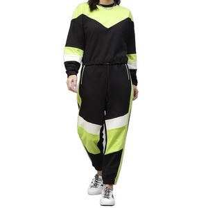 Chándal de gran tamaño para mujer, novedad en técnica de diamantes de imitación con estampado de 100% bloques y logotipo personalizado, último diseño de invierno - Product Image 1