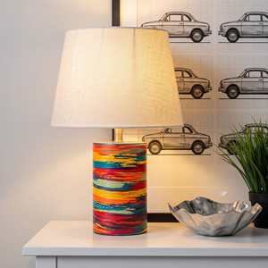 Lámpara de Mesa Redonda Moderna y Ecológica con Pantalla de Lino para Sala de Estar, Dormitorio, Hotel, Decoración del Hogar, para Todas las Estaciones - Product Image 1
