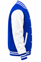 Veste de baseball varsity en laine pour homme, manches en cuir, patch en chenille, logo personnalisé, poignets côtelés rayés, veste bomber pour homme