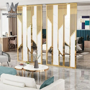 Panneaux <span class=keywords><strong>de</strong></span> séparation incurvés en acier inoxydable <span class=keywords><strong>de</strong></span> luxe personnalisés pour la séparation des halls d'hôtel, des bureaux et des couloirs avec décoration - Product Image 3