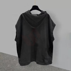 ชุดเสื้อฮู้ดแขนกุดผู้ชาย สีขาวล้วน ทรงโอเวอร์ไซส์ สไตล์ลำลอง ผ้าฝ้ายเฟรนช์เทอร์รี่ กางเกงขาสั้น ระบายอากาศได้ดี ใส่สบาย - Product Image 3