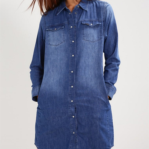 Vente Chaude : Robe Chemise en Jean Slim à Manches Longues pour Femme, Style Décontracté et Tendance, Idéale pour l'Été et l'Automne, Qualité Supérieure, Vente en Gros - Product Image 6