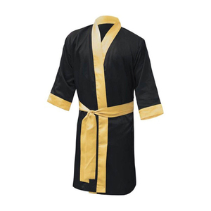 Robe de boxe longue de haute qualité avec capuche, en coton et satin, pour l'entraînement et le MMA, type mannequin - Product Image 6