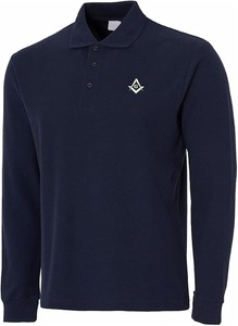 Chemises pour hommes à manches longues avec broderie de l'emblème maçonnique, tissu décontracté 100% coton, col rond - Product Image 2