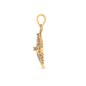 Pendentif floral élégant plaqué or avec un design à trois pétales de feuilles et des accents en grappe scintillants pour bijoux de mode féminins - Product Image 3