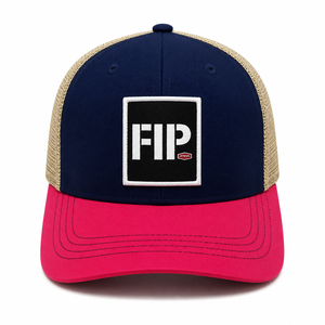 Casquettes de camionneur Injae Vina avec logo brodé, patch sur les panneaux avant, dos en maille, casquette de sport réglable - Polyester/Coton, toutes saisons - Product Image 1