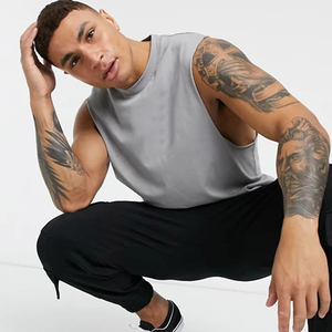 Débardeur en tricot gris sans manches pour homme, col rond, style décontracté uni - Product Image 4