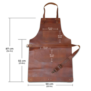 Leather Bib <b>Apron</b> With Pockets Durable Classic Style For Cooking <b>Work</b> Suit - Product Image 2