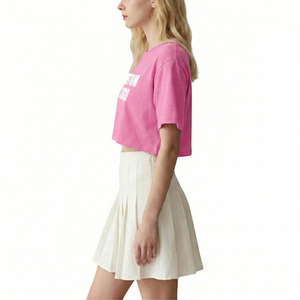 T-shirt court d'été uni pour femme, personnalisable avec logo imprimé, doux, style streetwear, vente en gros, direct usine - Product Image 2