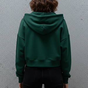 Sudadera Corta de Manga Larga con Logotipo Personalizado Serigrafiado, Ropa de Invierno para Mujer, Sudadera con Capucha de Alta Calidad, Transpirable, Estilo Urbano, Color Sólido - Product Image 3