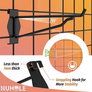 HUHOLE Paquete de 4 Estantes de Exhibición de Madera Negros de 16"x 8" para Pared - Product Image 3