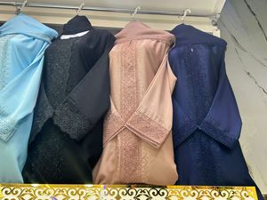 Summer sale Modest Dubai Beaded Sequined <b>Long</b> Sleeve Abaya Muslim Traditional Handmade Wedding Women Polyester Breathable O Neck - Product Image 5