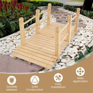 Puente de Jardín de Madera de Abeto 100% Natural de 5 Pies, Fácil de Montar, para Patio Trasero, Camino de Grava, Granja - Ideal para Paisajismo y Terrazas - Product Image 4