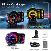 HUD OBD2 Universal 2026 con Pantalla LCD Panorámica de 4.33 Pulgadas, Velocímetro Digital P28, GPS, Presión del Turbo, Consumo de Combustible, 1 Año de Garantía