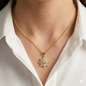 Collar con Colgante de Diamante Starburst, Oro Sólido de 14K, Diamante Cultivado en Laboratorio, Collar con Dije de Rayos de Sol, Joyería Delicada para Uso Diario, Regalo para Ella - Product Image 6