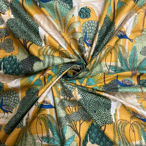 Hand Block Printed Cotton Running Fabric by the Yard, Soft Breathable Textile for Dressmaking, Home Decor and Craft Projects - Product Image 1