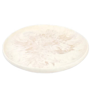 Home and Hotel Restaurant Tableware White Swirl Resin Round Plates Dishes Classic Style Indian Handmade Resin Salad Bowl <b>Platter</b> - Product Image 3