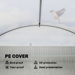 Serra a tunnel 10x11x6 con ripiani, porta e finestre in rete, copertura in PE bianca, per giardini - Product Image 6