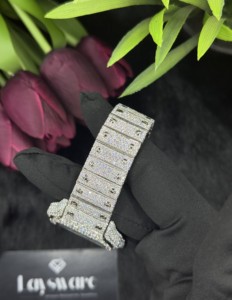 Reloj de Lujo con Incrustaciones de Diamantes Estilo Hip Hop, Cristal de Cuarzo VVS Moissanite, Esfera Cuadrada, Acero Inoxidable - Product Image 6