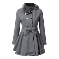 Manteaux longs en laine pour femmes, manteaux longs de haute qualité pour femmes, vestes décorées de fourrure de lapin, coupe ample, fermeture éclair coupe-vent
