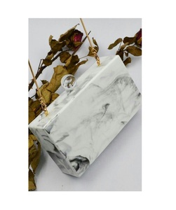 Marble Design Rectangle <b>Clutch</b> With <b>Gold</b> Chain Handle Minimalist Design Durable Home Wedding Decor Best Accessory - Product Image 1