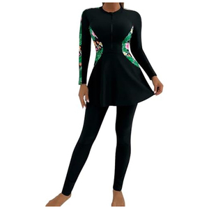 Muslim Modest Plus Size Unisex Hijab Burkini Swimwear High Cut Front Quick Dry Breathable Long Sleeve Lightweight - Product Image 1